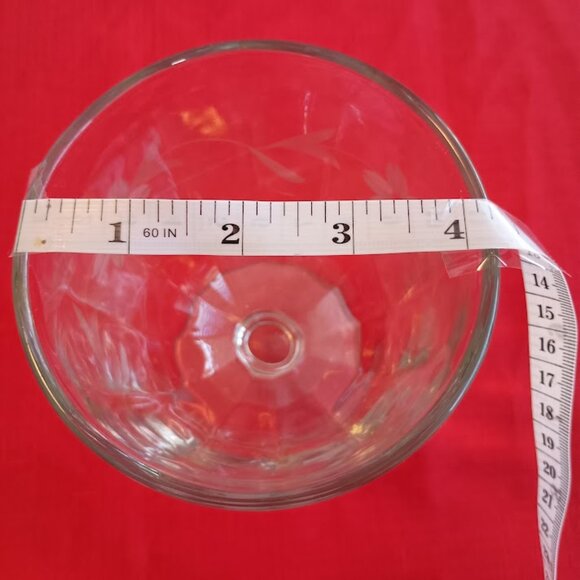 Etched, Floral Glass Footed Pedestal Covered Apothecary Candy Jar - Picture 5 of 7